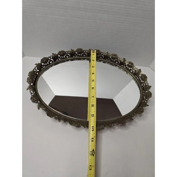 Vintage oval mirrored tray - Picture 6 of 8